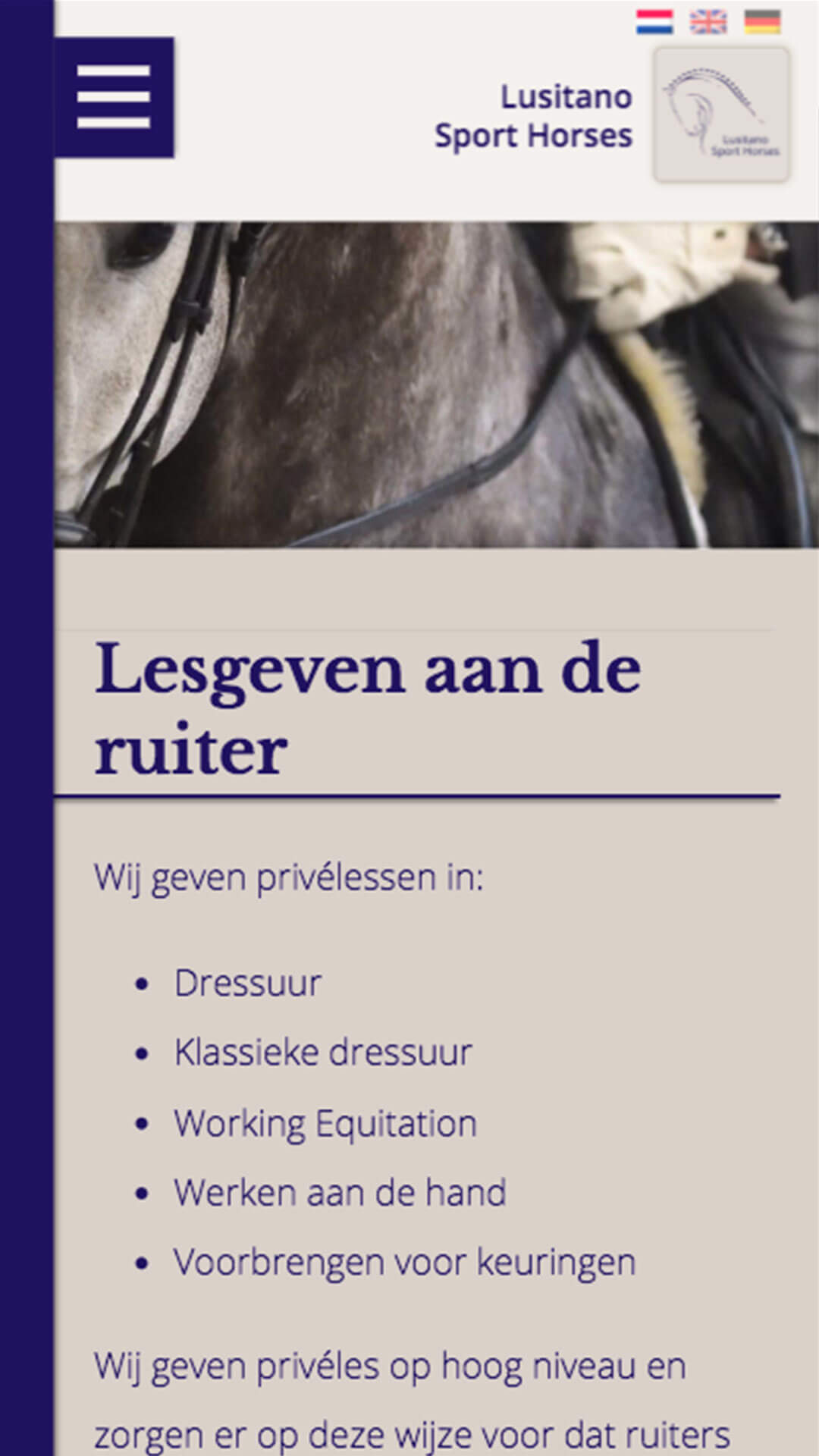 lusitanosporthorses.nl mobile preview
